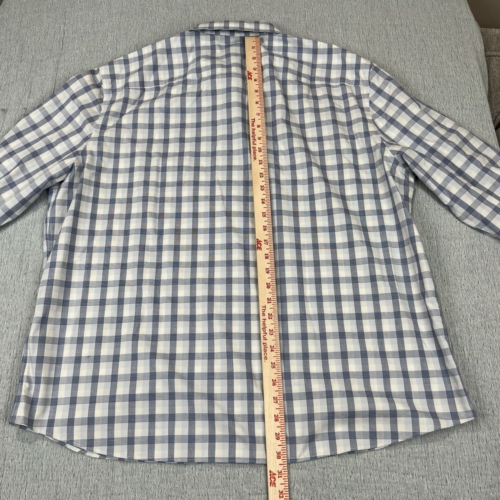 🇺🇲 Untuckit Mens 100% Cotton Wrinkle Free Shirt 3XL Blue White Plaid - Picture 6 of 8